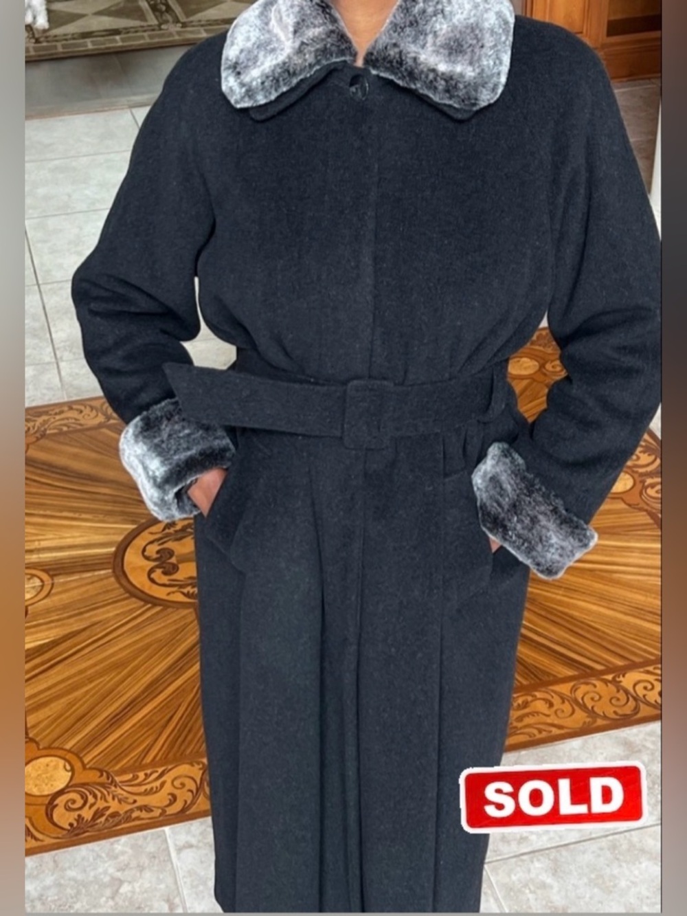 NWOT BARRAYA Wool/Cashmere Women’s Charcoal Gray Coat Sz 12